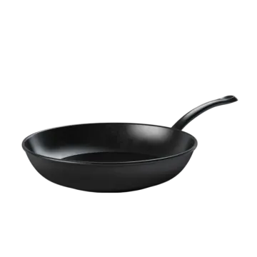a black frying pan on a white background
