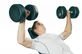 a man holding two dumbs in his hands