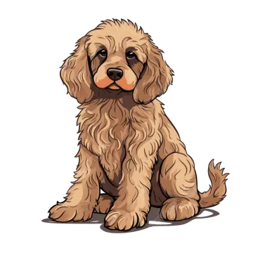a brown dog sitting on the ground