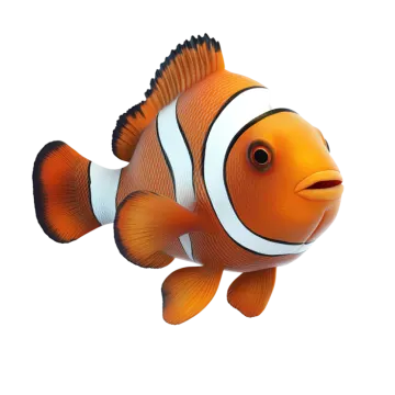 an orange clown fish on a white background