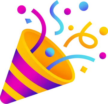 a colorful party hat with streamers and cons