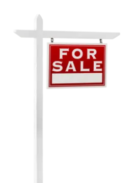 a for sale sign on a white background