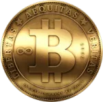 a gold coin with the letter b on it