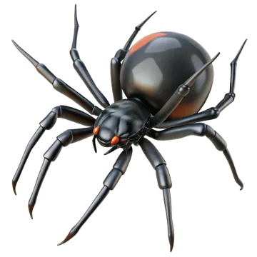 a black widow spider on a white background