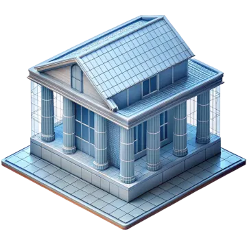 a blue house on a white background