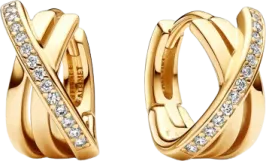 a pair of gold earrings with diamonds