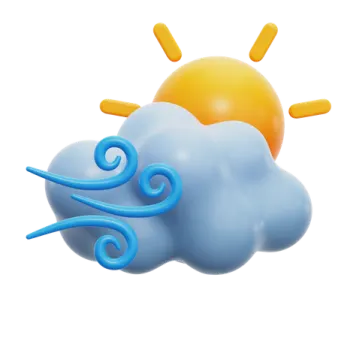 a weather icon with the sun and clouds