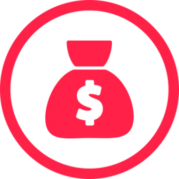 a bag of money in a circle