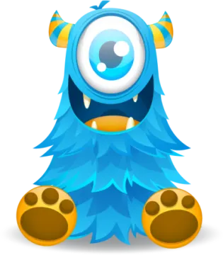 a cartoon blue monster with big eyes