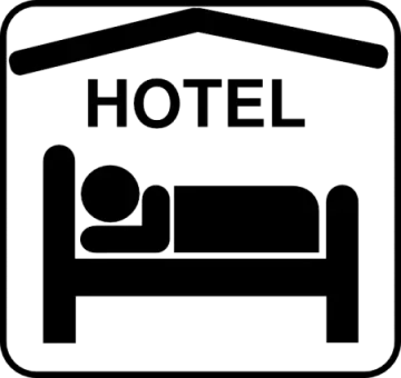 a bed with the word hotel on it