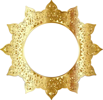 a gold circular frame with ornate patterns