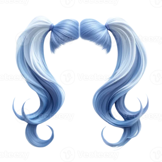 a pair of blue hair on a white background