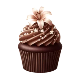 a cupcake with chocolate frosting on top