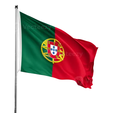 a portugal flag flying in the wind