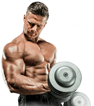 a male bodybuilder holding a dumb