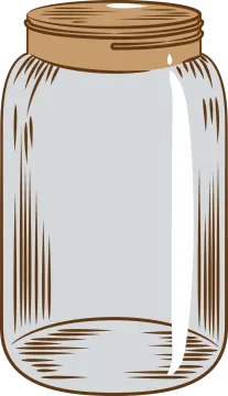 a glass jar with brown lid