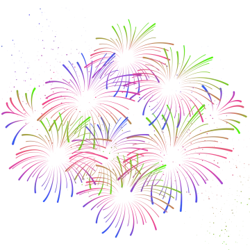 a bunch of colorful fireworks on white background