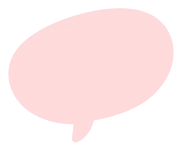 a pink speech bubble on a white background