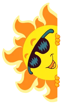 a sun with sunglasses on it's face