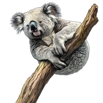 a drawing of a koloa sitting on a branch