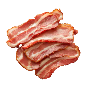 sliced bacon on a white background