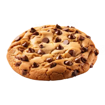 a chocolate chip cookie on a white background