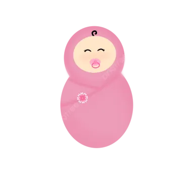 an illustration of a pink baby doll with eyes closed