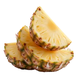 two pieces of pineapple on a white background