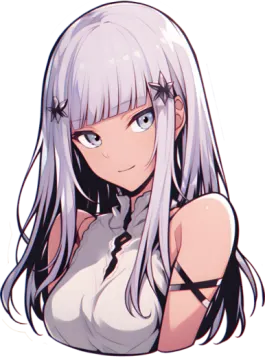 an anime girl with long white hair and blue eyes