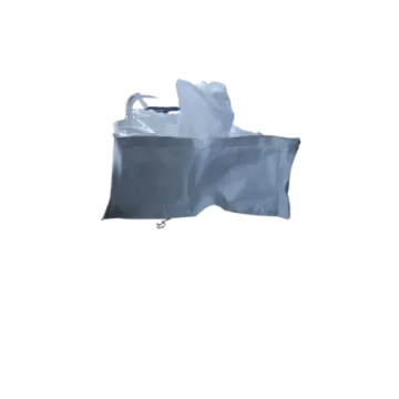 a blue plastic bag on a white background