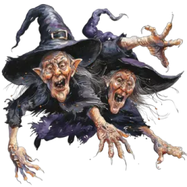 a group of witches flying through the air
