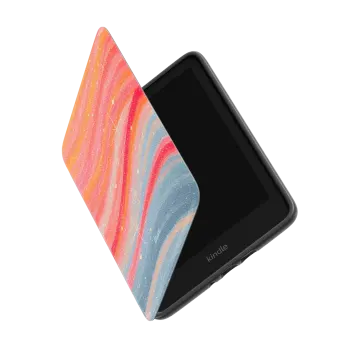 the back of an iphone case with a colorful marble pattern