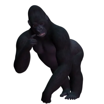 a gorilla is standing and looking at the camera
