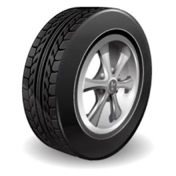 a black tire on a white background