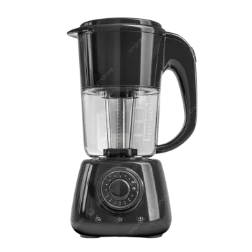 a black blender on a white background
