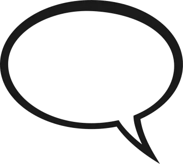 a black and white speech bubble