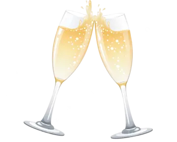 two glasses of champagne on a white background