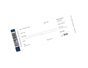 an airplane ticket with a barcode on it