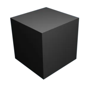 a black cube on a white background