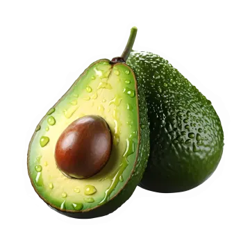 two avocas with water droplets on them