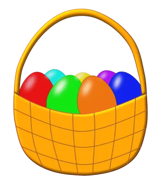 an easter basket filled with colorful eggs