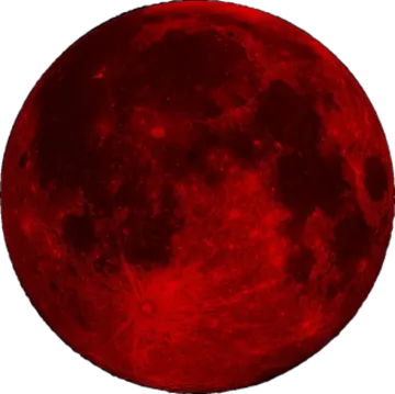 a red moon on a white background