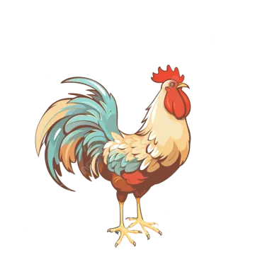 a rooster standing on its hinds
