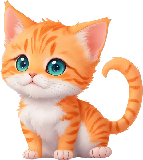 an orange and white kitten with blue eyes