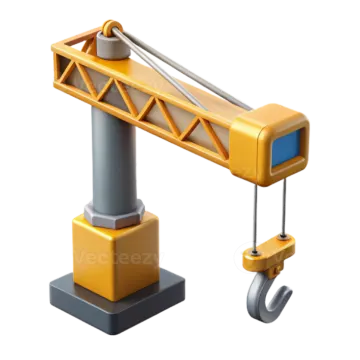 a yellow crane on a white background