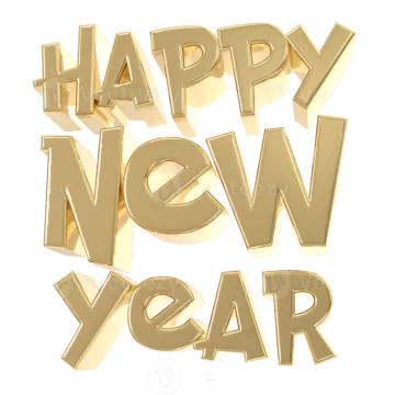 happy new year gold text on white background