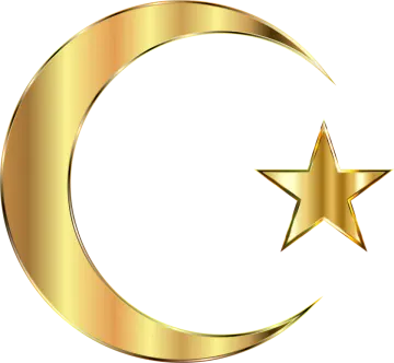 a gold crescent and star