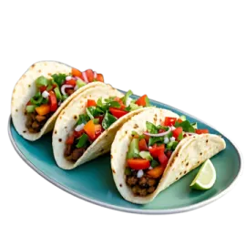 a plate with three tacos on it