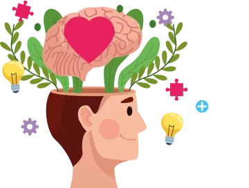 a man's head with a plant growing out of it