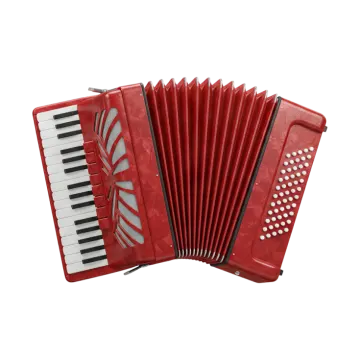 a red accordion on a white background